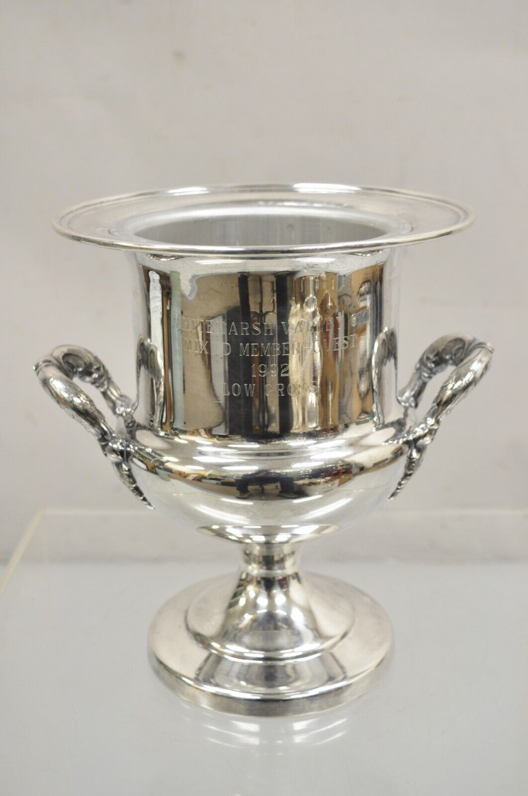 English Regency Style Silver Plated Engraved Champagne Chiller Ice Bucket