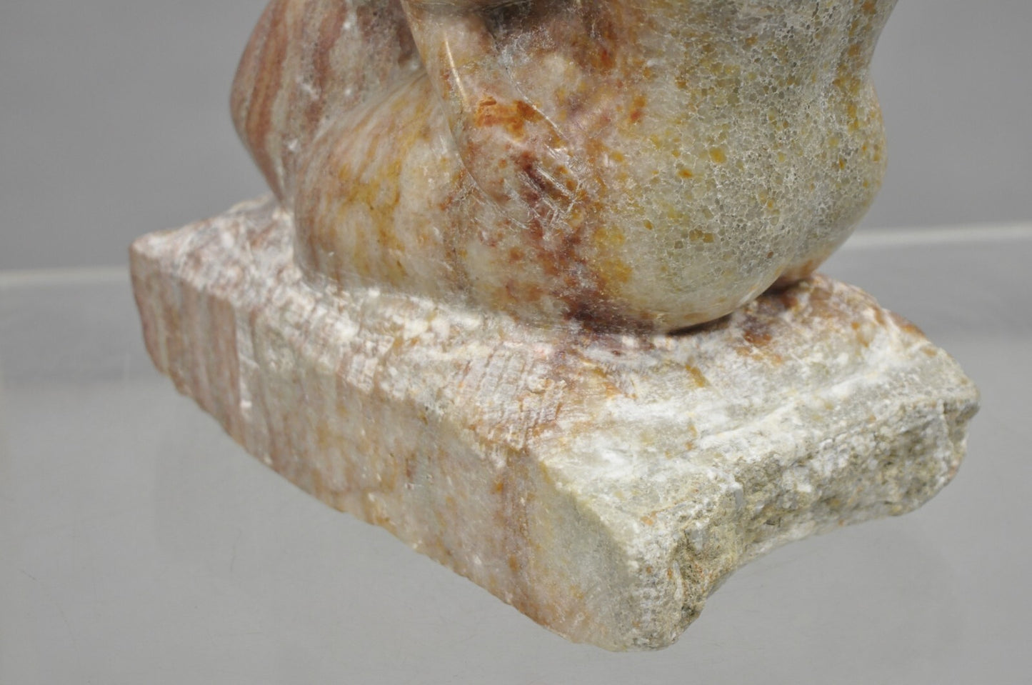Morton Gaffin "Lovers Embrace" Modernist Carved Alabaster Marble Nude Sculpture