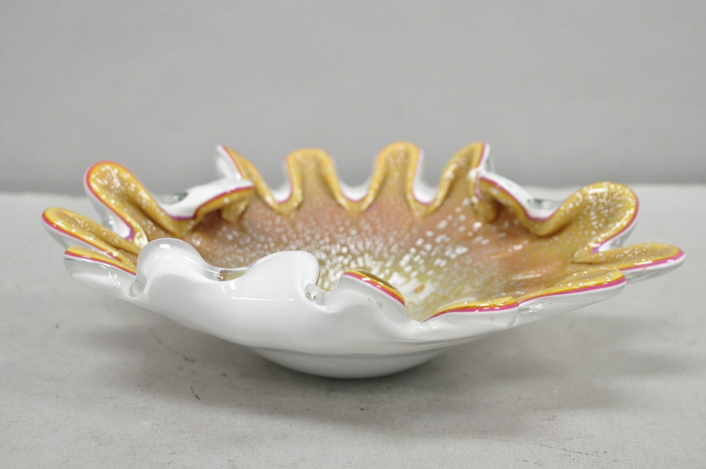 Vintage Murano Italian Art Glass Millefiore Clam Shell Candy Dish Bowl (B)