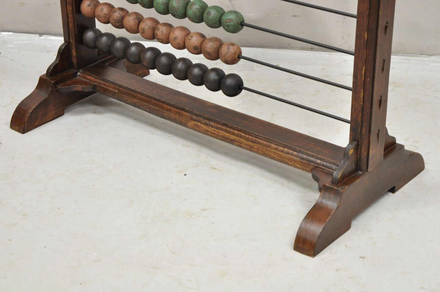 Large Vintage Mongolian Wooden Math Abacus with Painted Wooden Balls