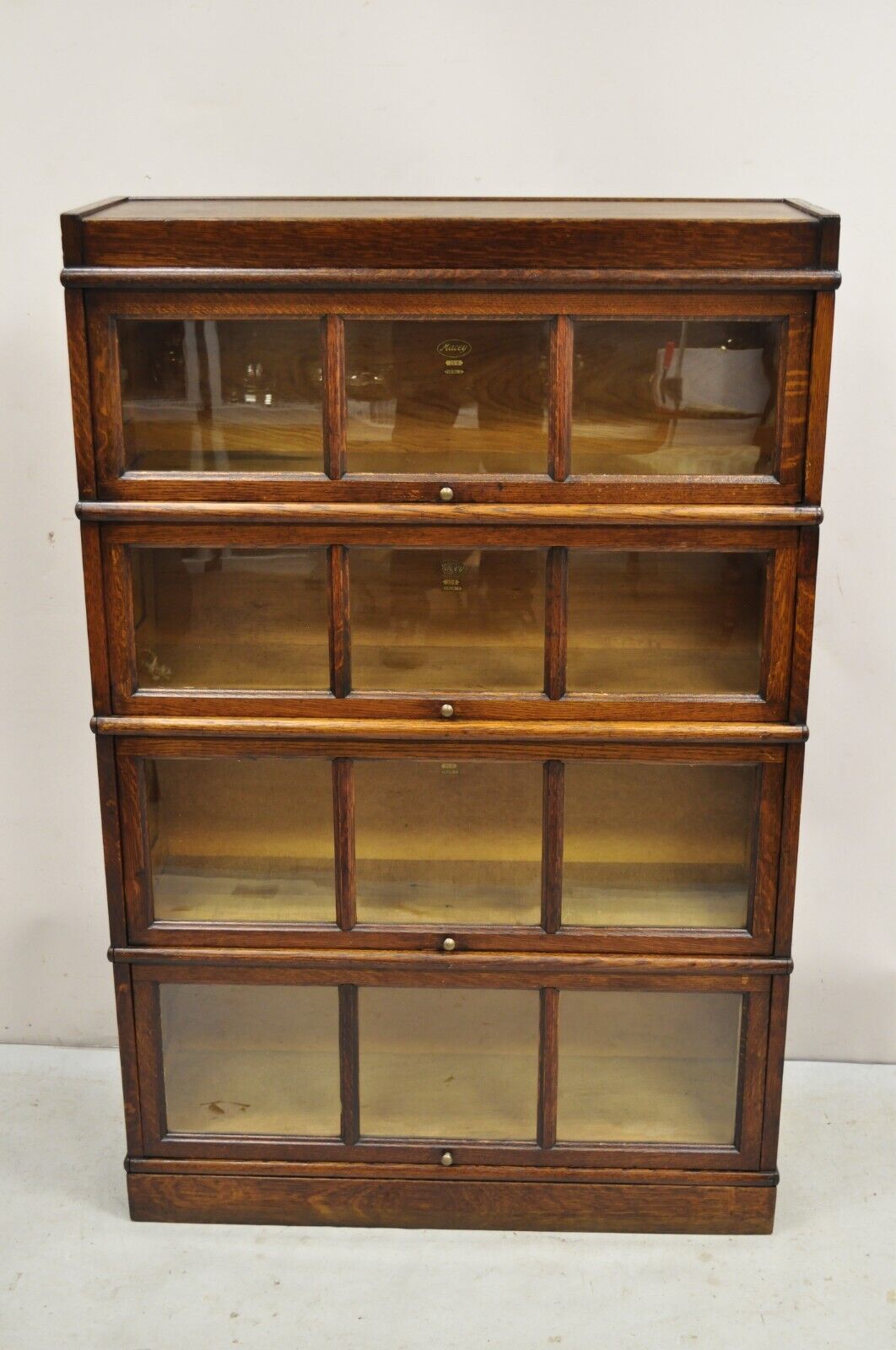 Antique Macey Mission Oak Arts & Crafts 4 Section Stacking Barrister Bookcase