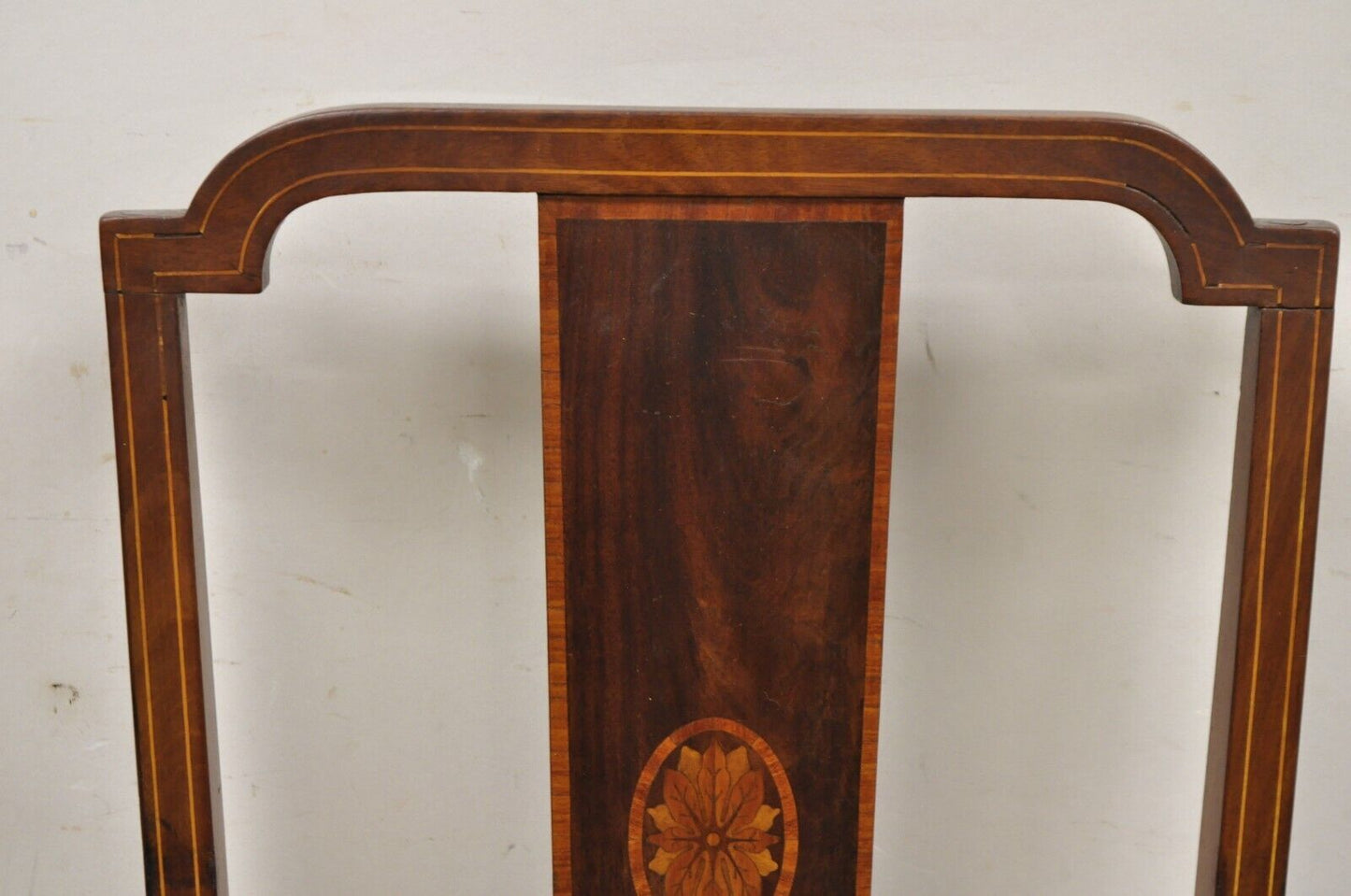 Antique Edwardian Mahogany Side Chair with Pencil and Pinwheel Inlay