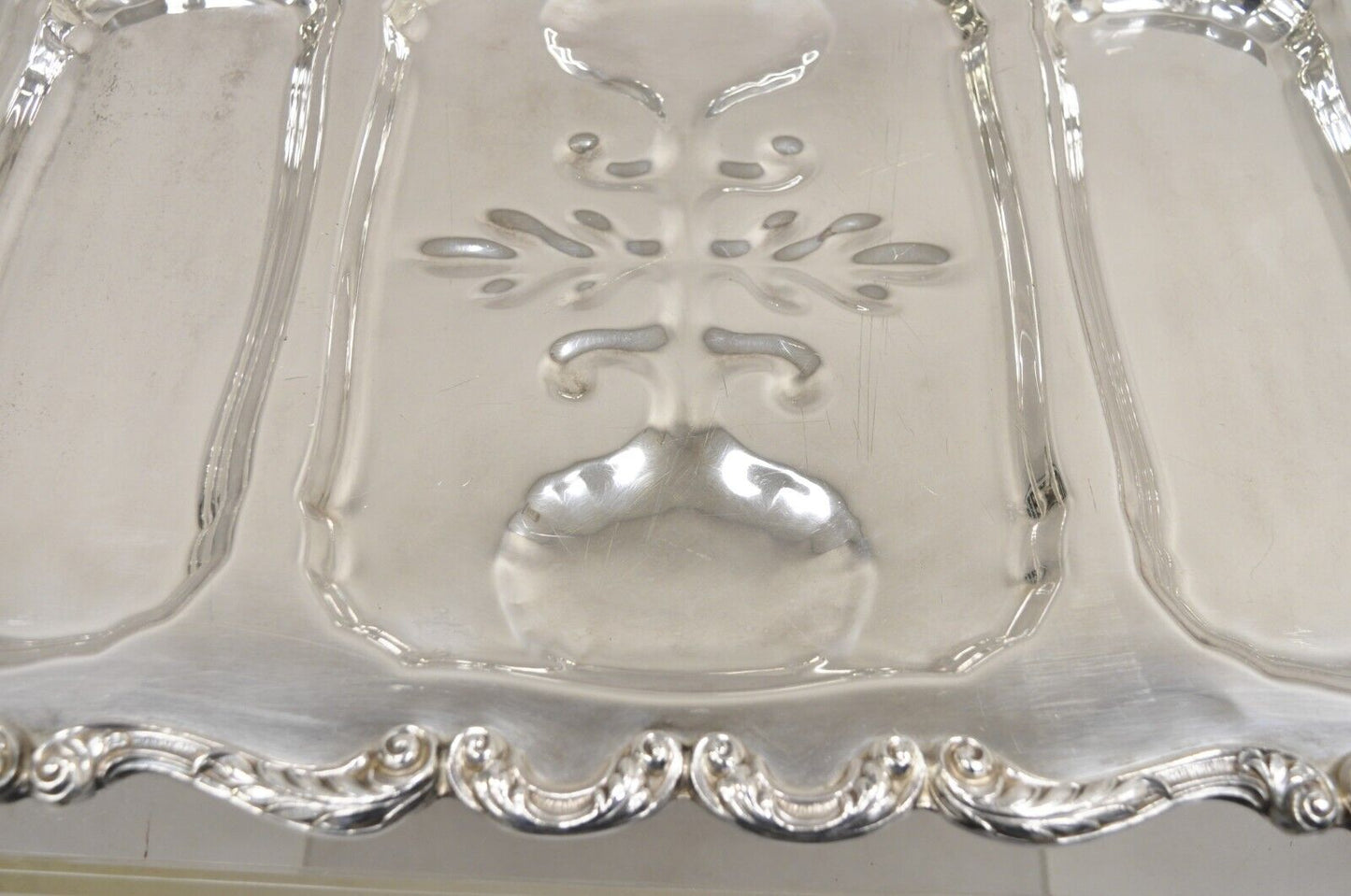 English Silver Mfg Co Victorian Silver Plated Meat Cutlery Serving Platter Tray