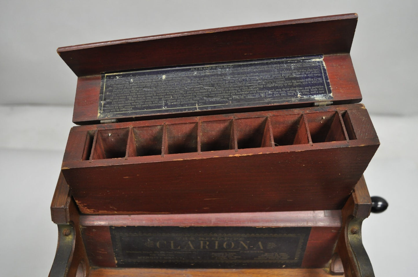 Antique Victorian Clariona Merritt Gally 14 Reed Pipe Organette Small Music Box
