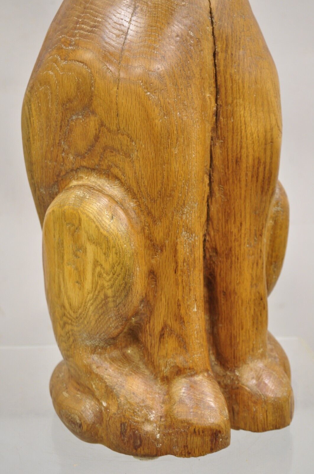 Vintage Mid Century Modern Solid Carved Wood 24" Cat Art Sculpture