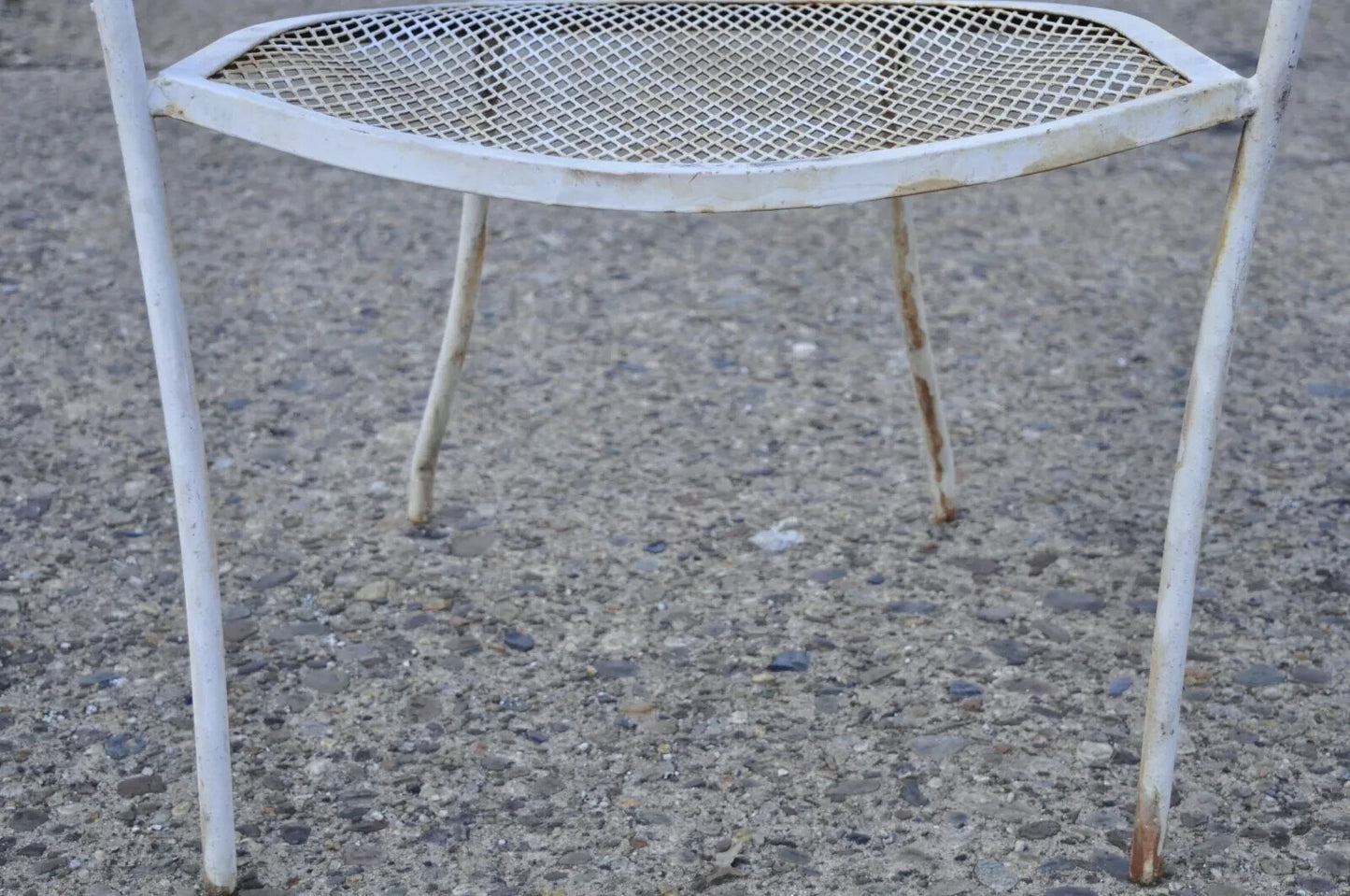 Vintage Mid Century Wrought Iron Barrel Back Patio Dining Arm Chairs - Set of 6