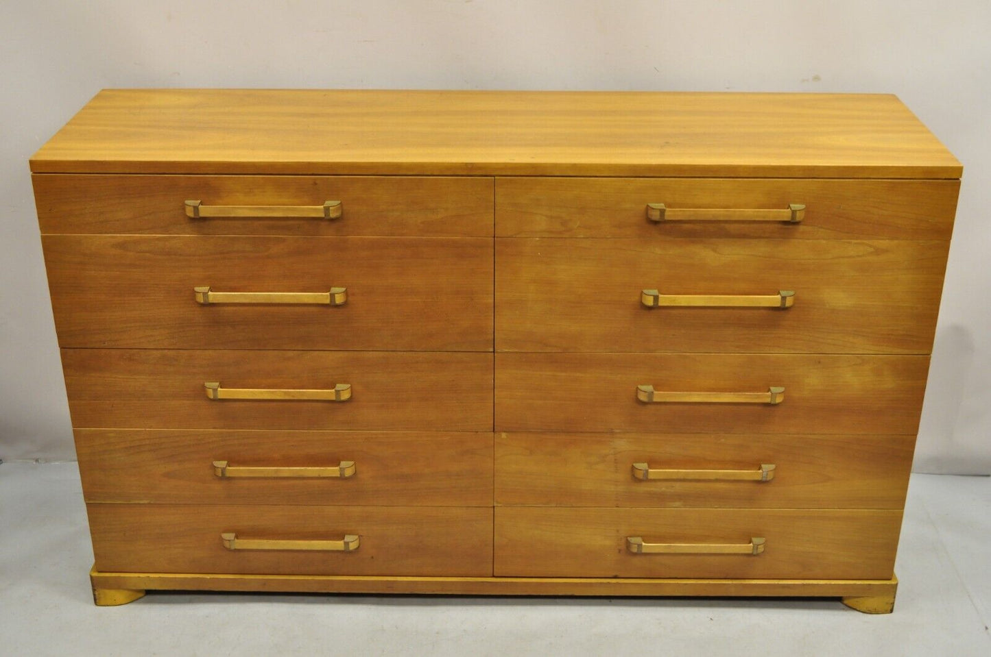 John Widdicomb Mid Century Modern 10 Drawer Blonde Mahogany Large Dresser Chest