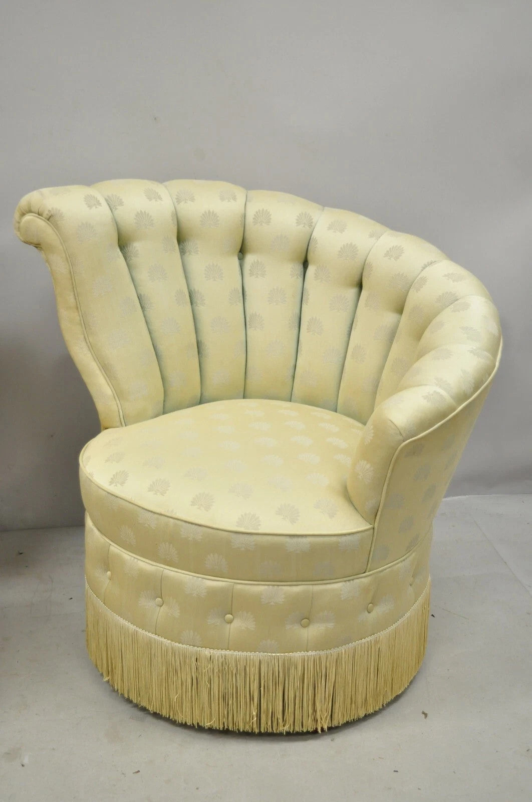 Antique French Art Deco Hollywood Regency Channel Back Club Lounge Chairs - Pair