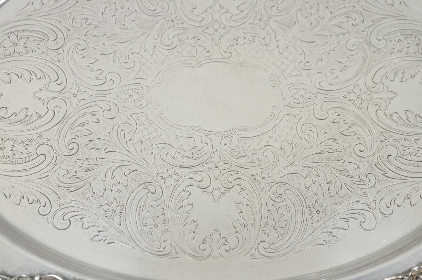 Vintage Sheffield English Victorian Oval Silver Plated Footed Bar Tray w/Handles