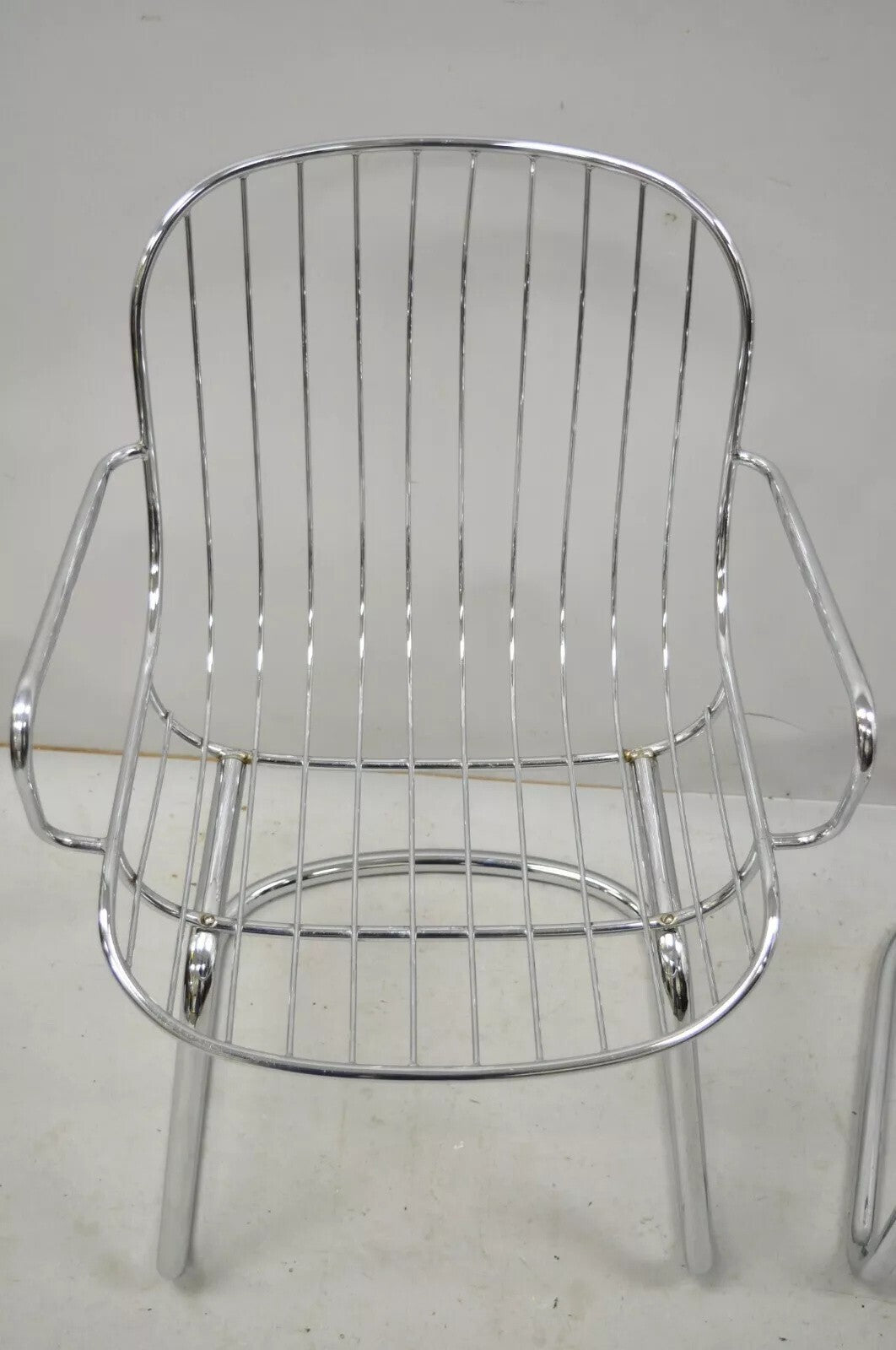 Mid Century Italian Modern Tubular Chrome Cantilever Dining Arm Chair - Set of 4