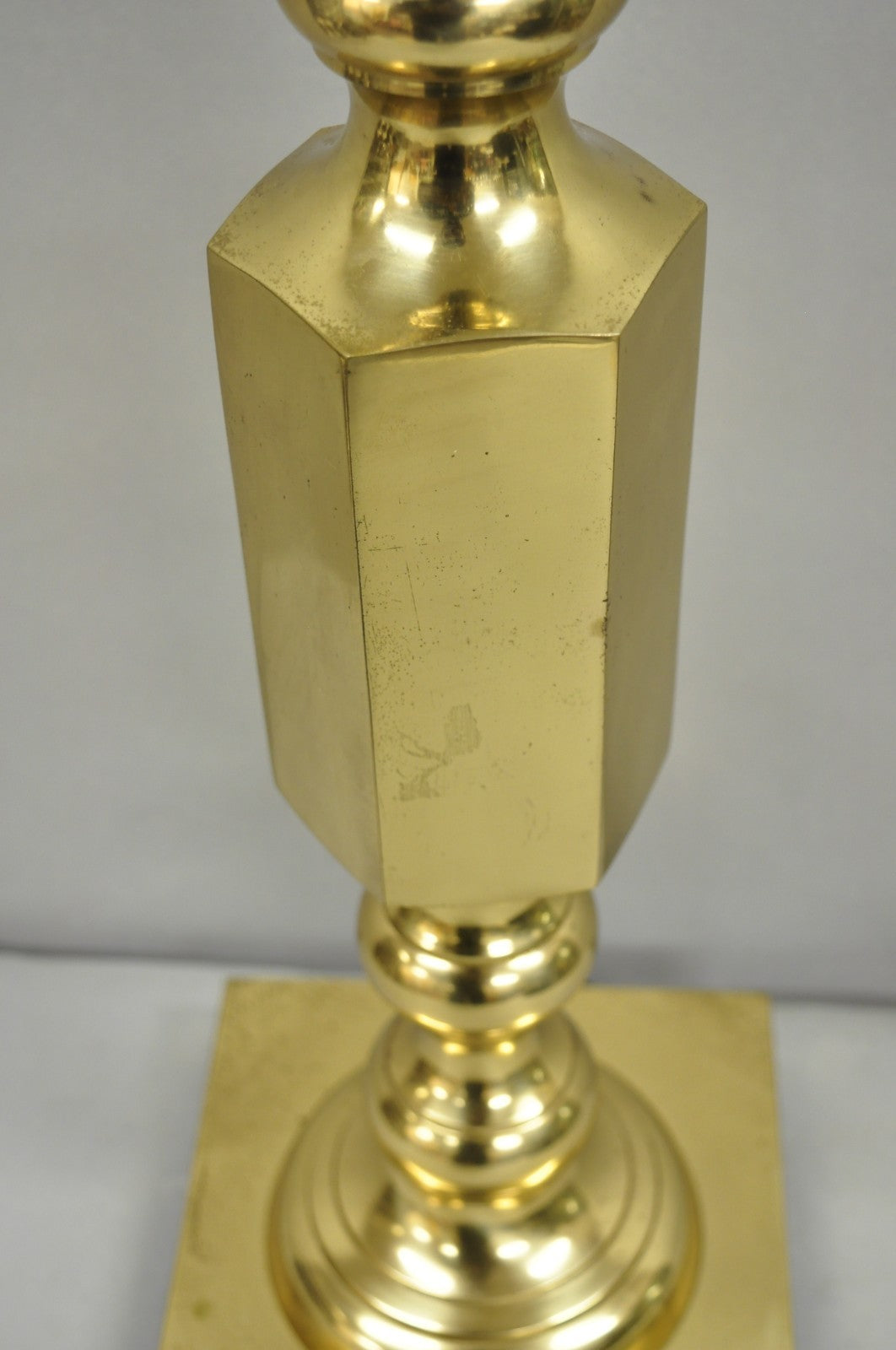 Vintage Hollywood Regency Gold Brass Tall Candlestick Table Lamp Made In Japan