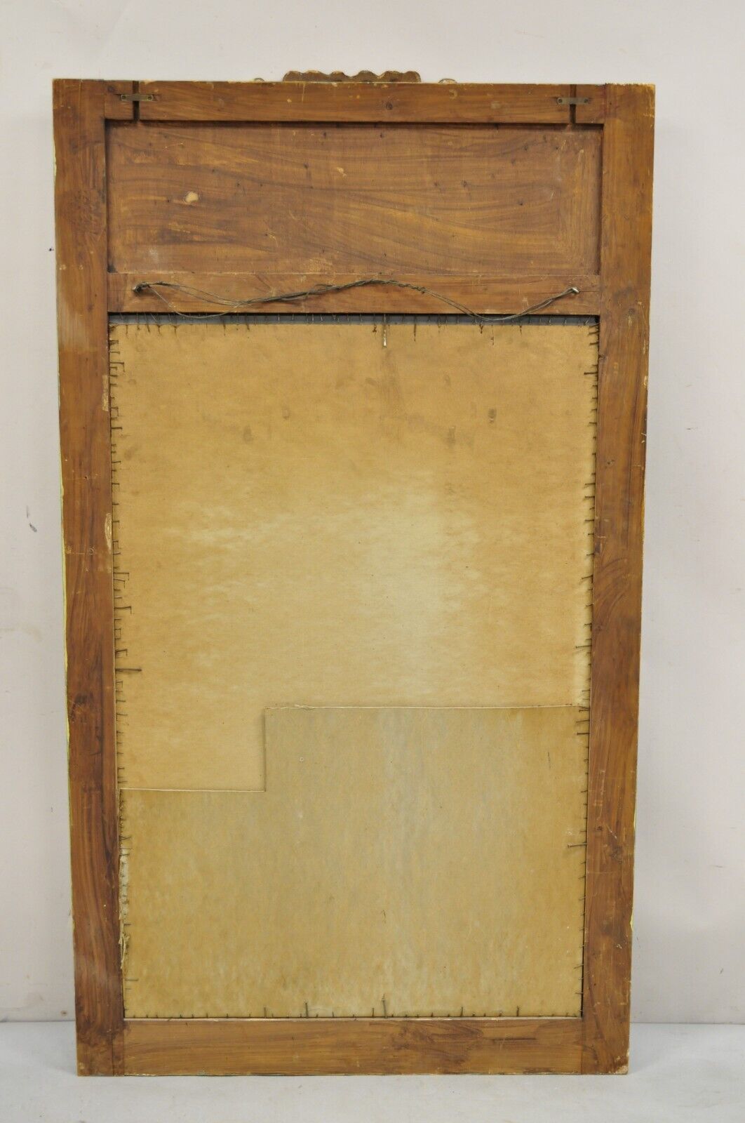Antique French Louis XV Style Floral Bouquet Blue Distress Painted Wall Mirror