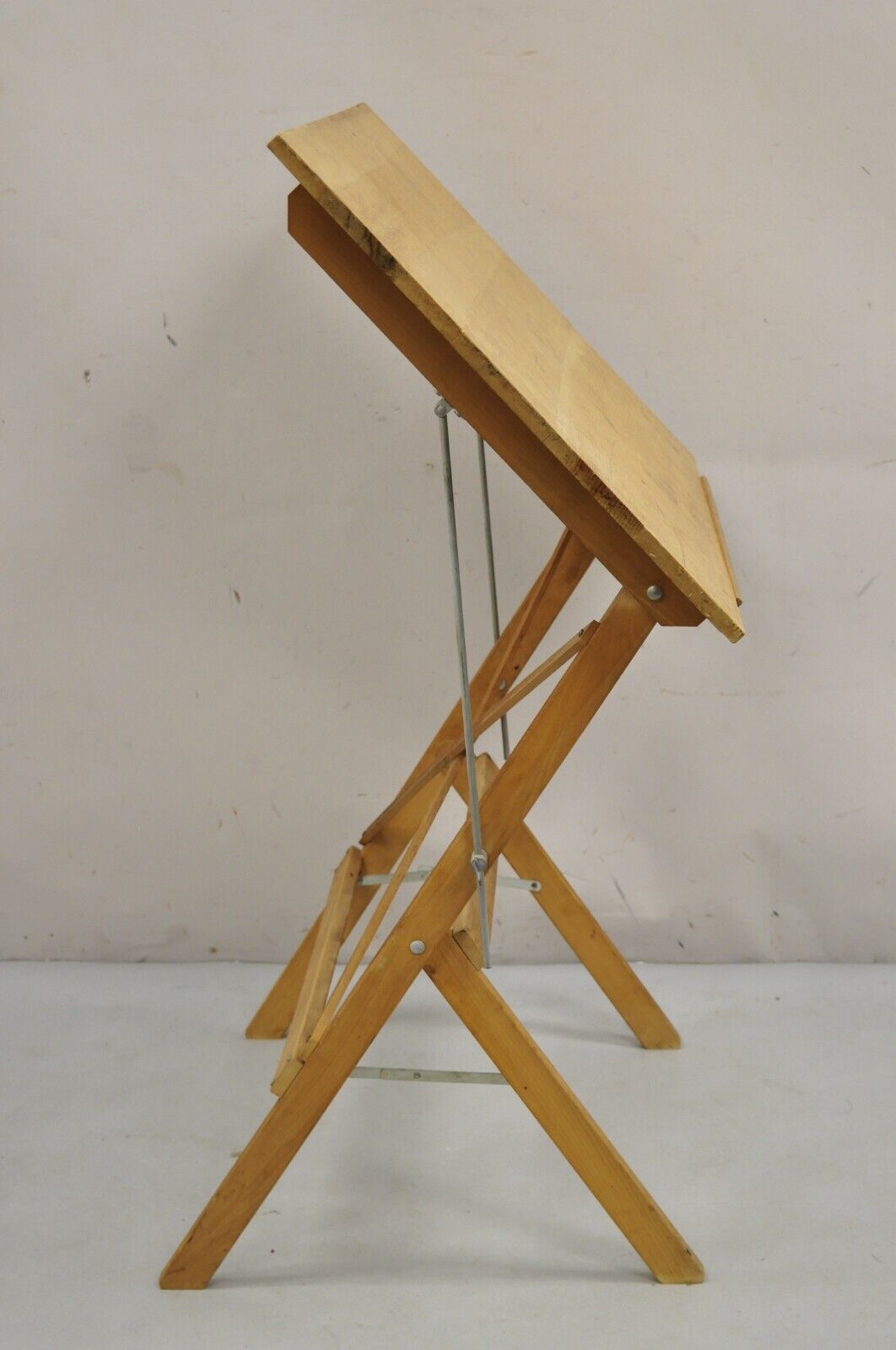Vintage Anco Bilt Folding Solid Wood Industrial Drafting Table Writing Desk