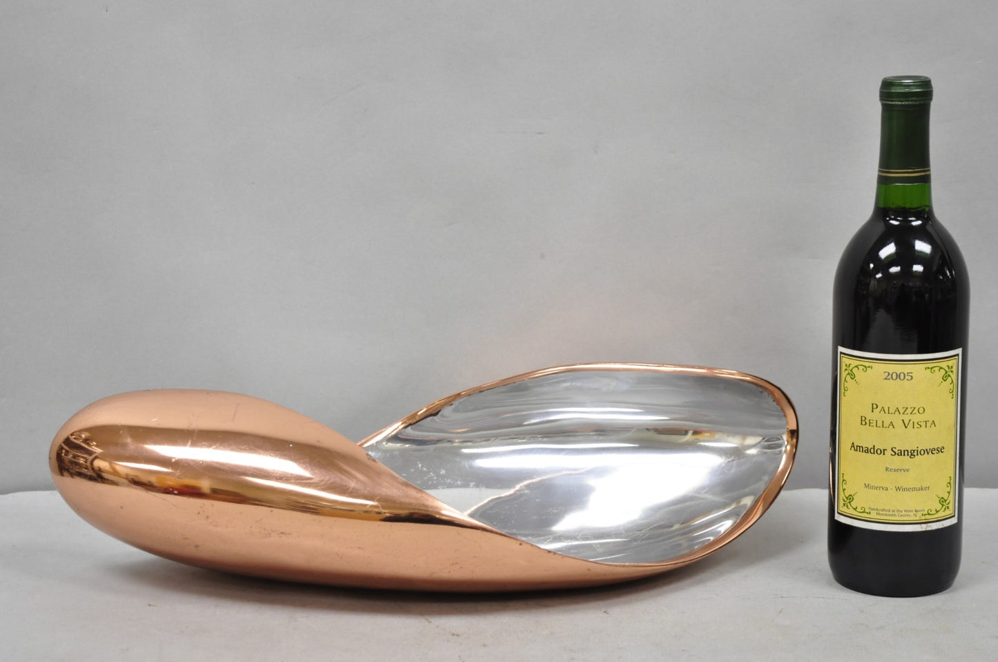 Nambe MT0546 Karim Rashid Modernist Mixed Metal Copper Snail Scroll Tray Bowl