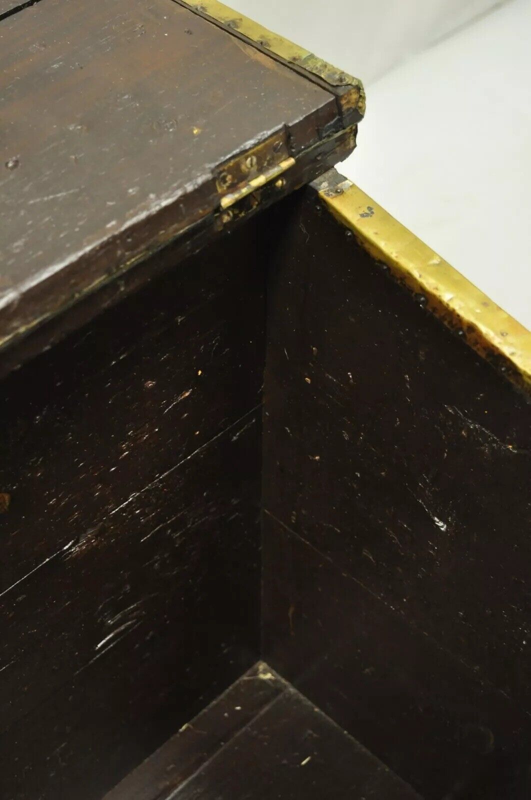 Antique Victorian Embossed Brass Fireplace Log Box Coal Box with Country Scenes