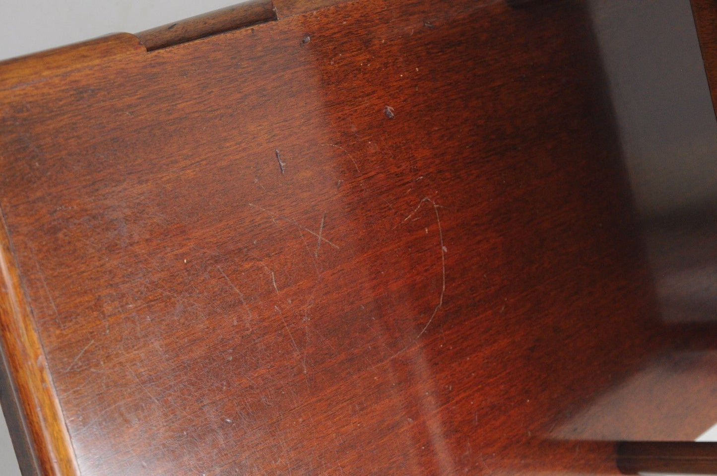 Mid Century Modern V-Leg T.H. Robsjohn Gibbings Style Mahogany Step Side Table