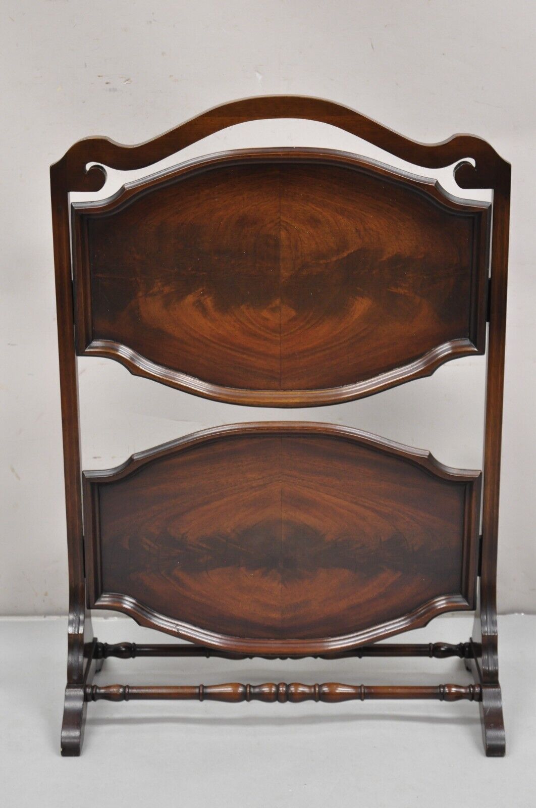 Vintage Regency Style Mahogany 2 Tier Folding Muffin Cake Stand Side Table