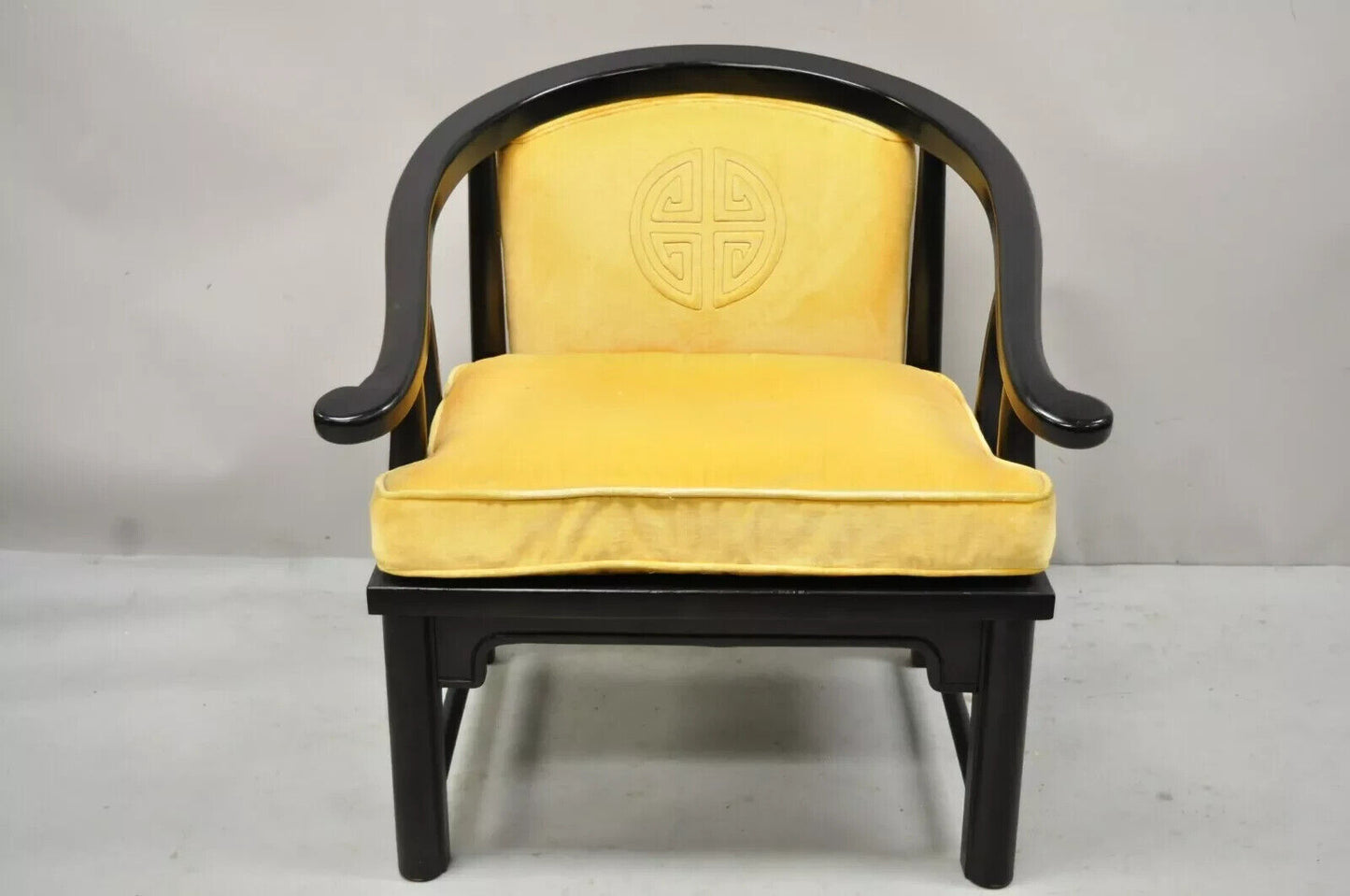 Vintage Century Chinoiserie James Mont Style Asian Horseshoe Ming Lounge Chair
