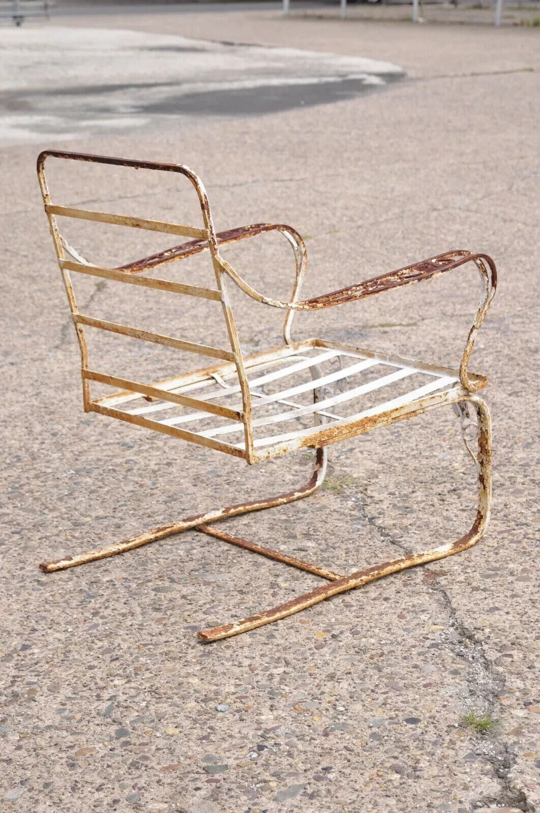 Vintage Woodard Chantilly Rose Wrought Iron Garden Patio Bouncer Lounge Chair