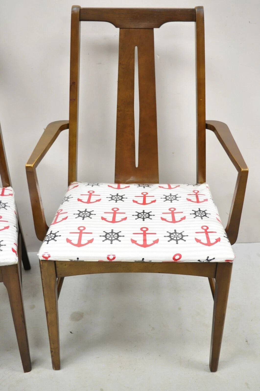 Vintage Mid Century Modern Sculpted Walnut Dining Room Chairs - Set of 6