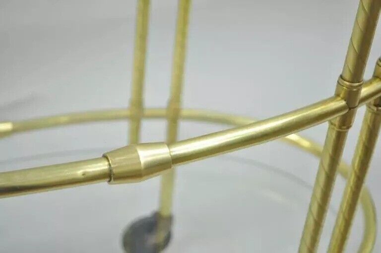 Mid Century Italian Modern Polished Brass & Glass Three Tier Oval Bar Tea Cart