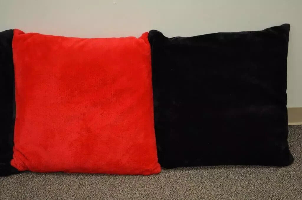 6 Vintage 27" Mid Century Modern Oversized Plush Red & Black Floor Throw Pillows