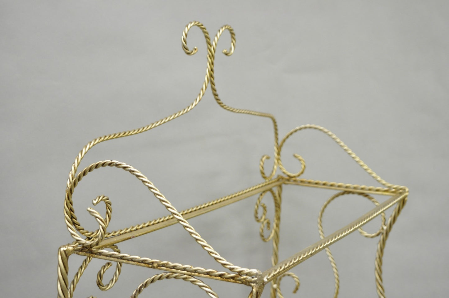 Vintage Italian Hollywood Regency Silver Gilt Iron Rope & Tassel 5 Tier Etagere