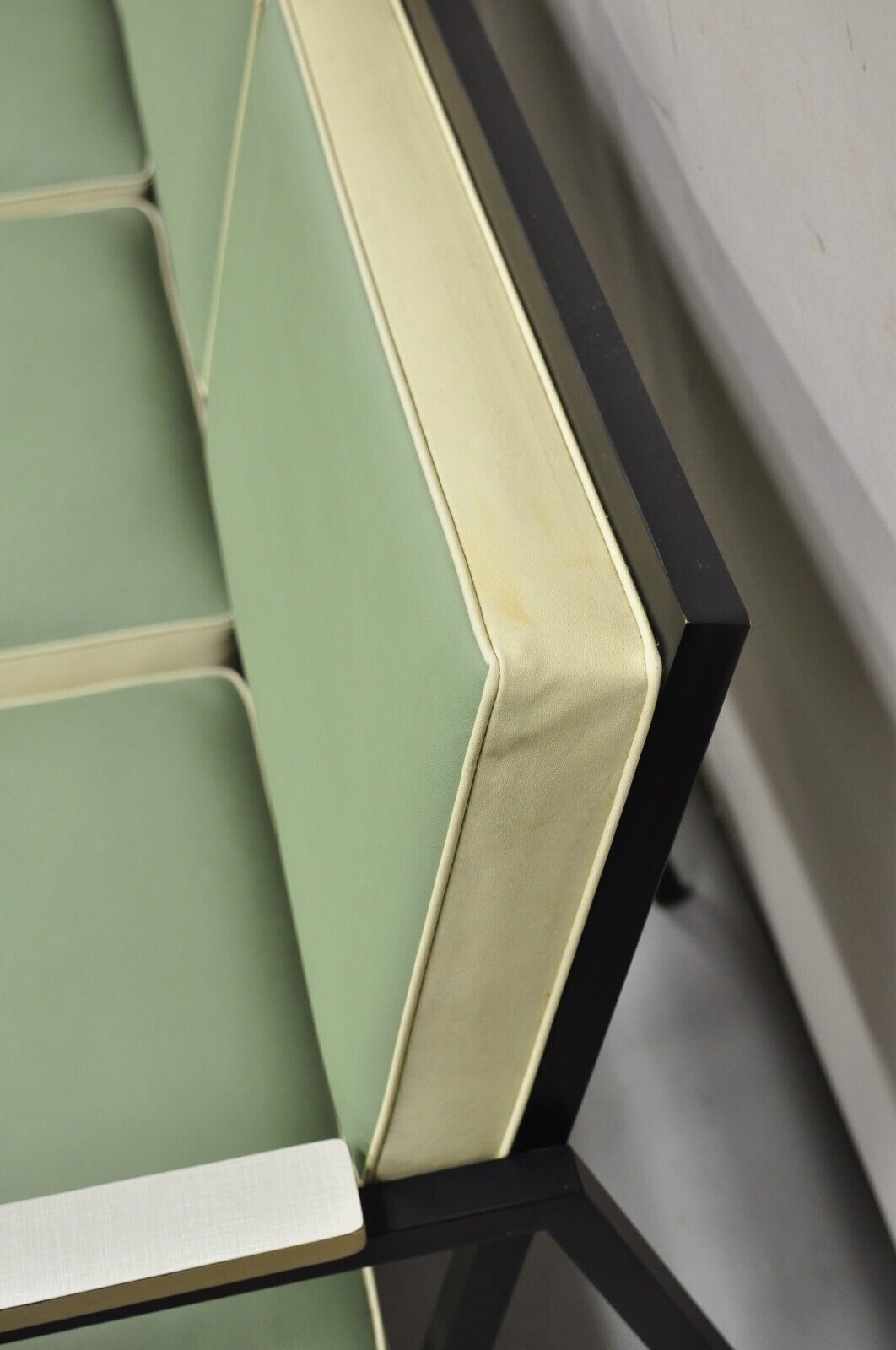 Vintage Steelcase Mid Century Modern Modular Black Metal 3 Pc Mint Green Sofa