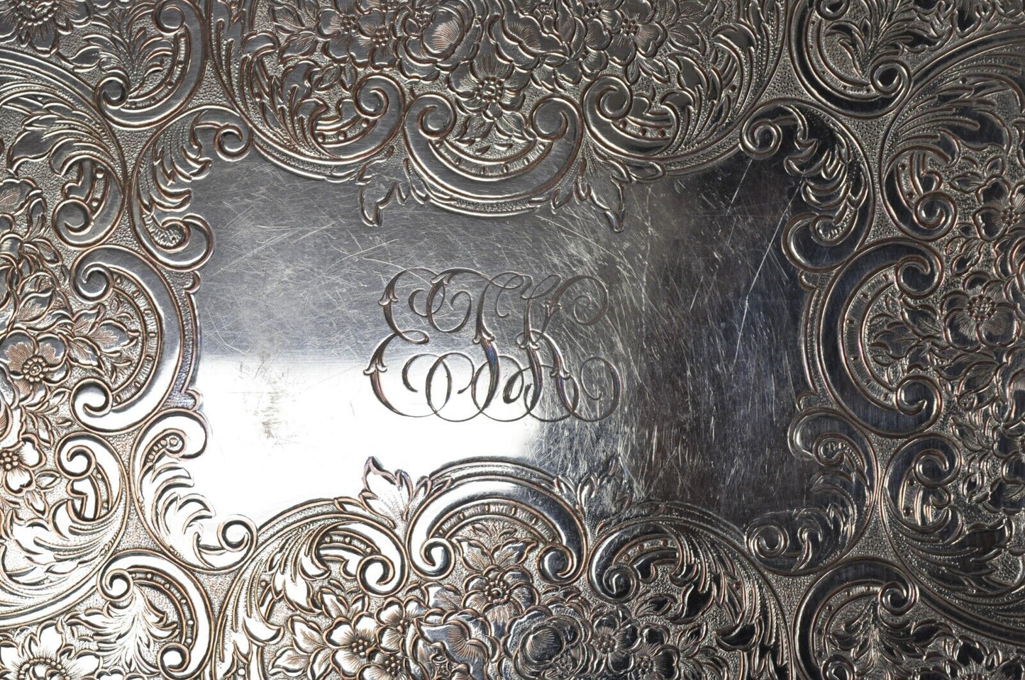 Antique Victorian Pierced Grapevine Basket Gallery Serving Platter Tray