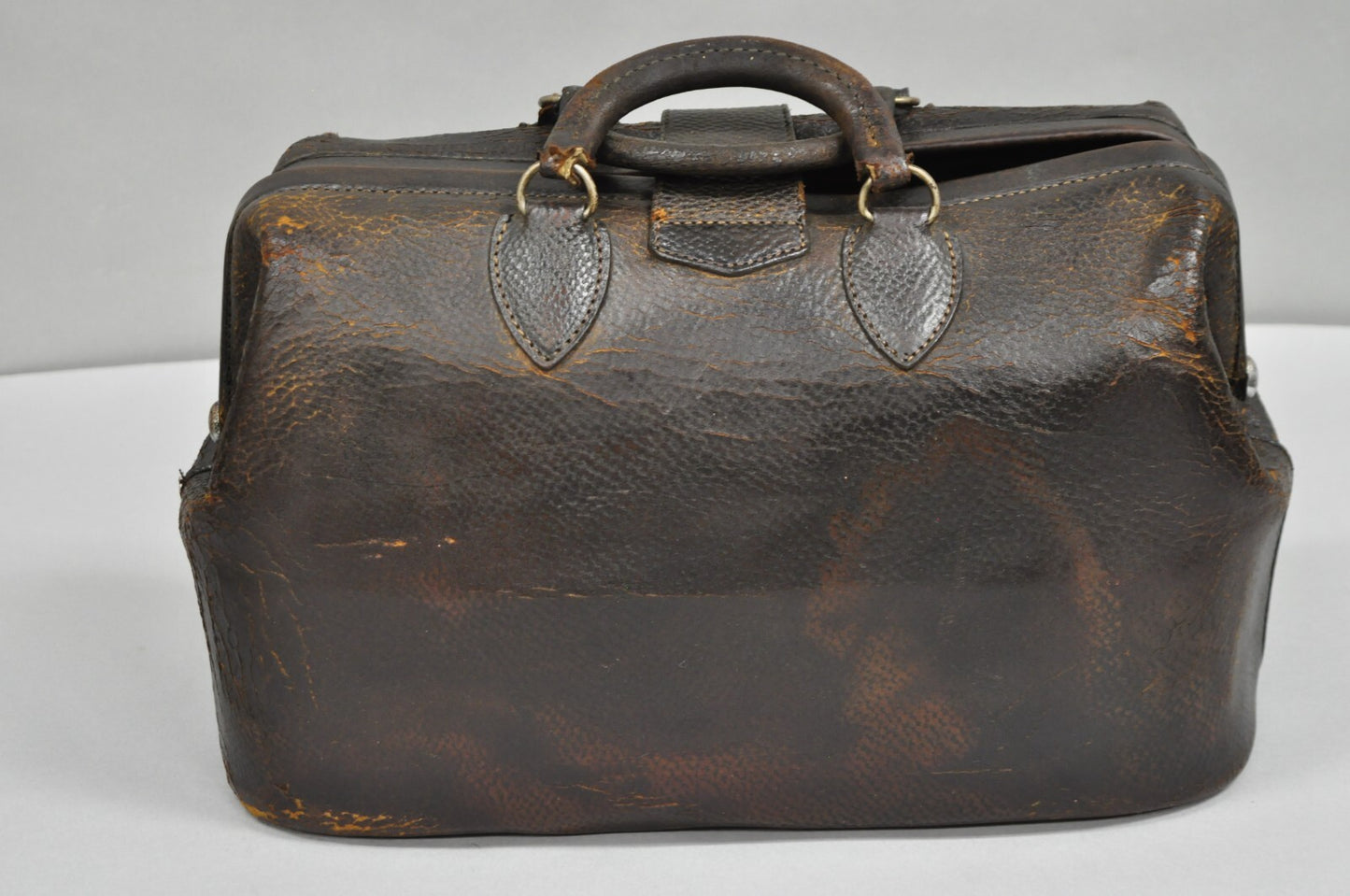 Vintage Art Deco Brown Cowhide Leather Doctor's Bag by Kruse