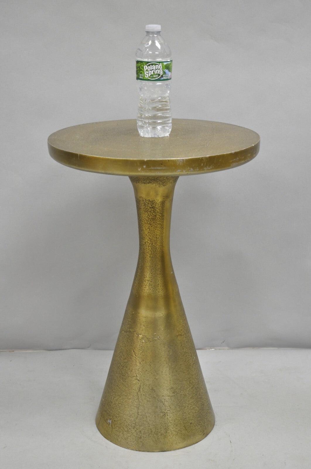 Modern Burnished Cast Metal Gold Sculptural Round Drinks Side Table