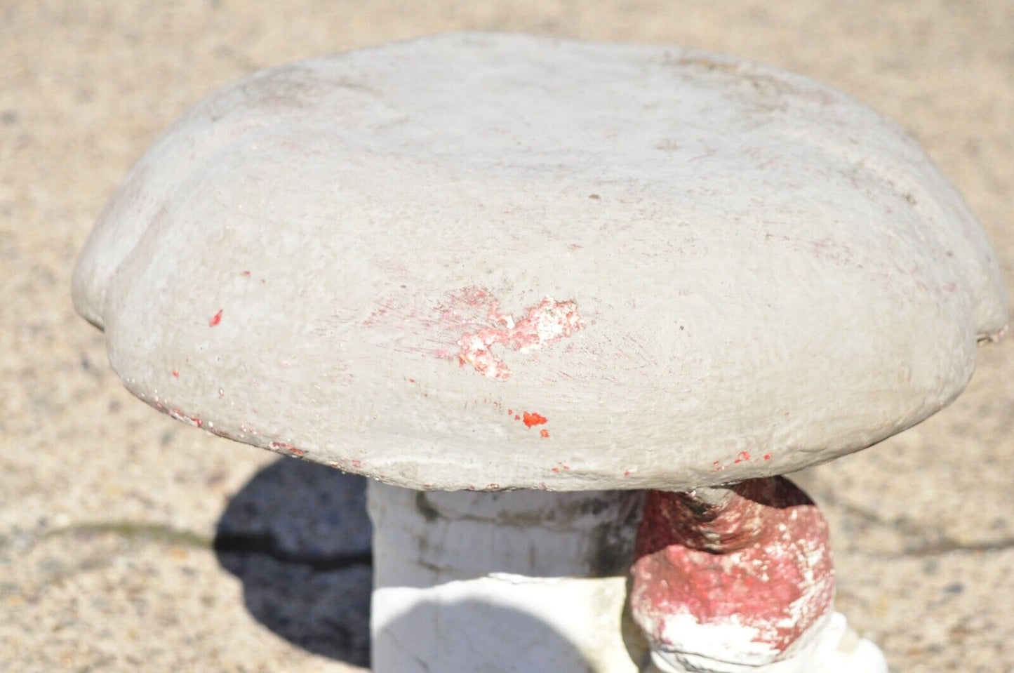 Vintage Cement Concrete Figural Elf under Mushroom Garden Stool Seat