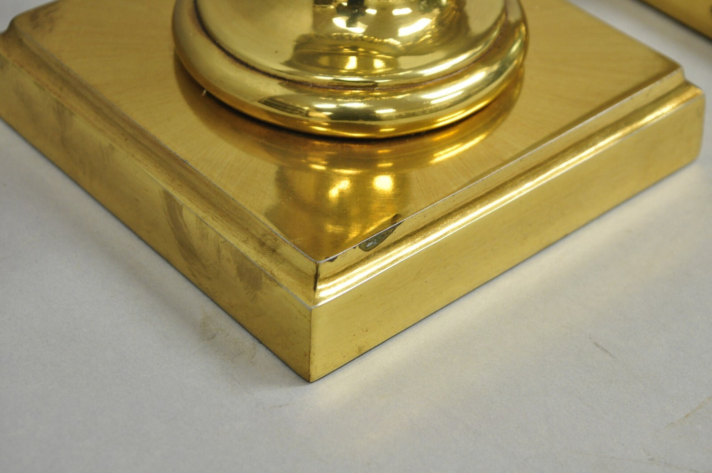 Vintage French Empire Style Gold Brass Metal Urn Form Table Lamps - a Pair