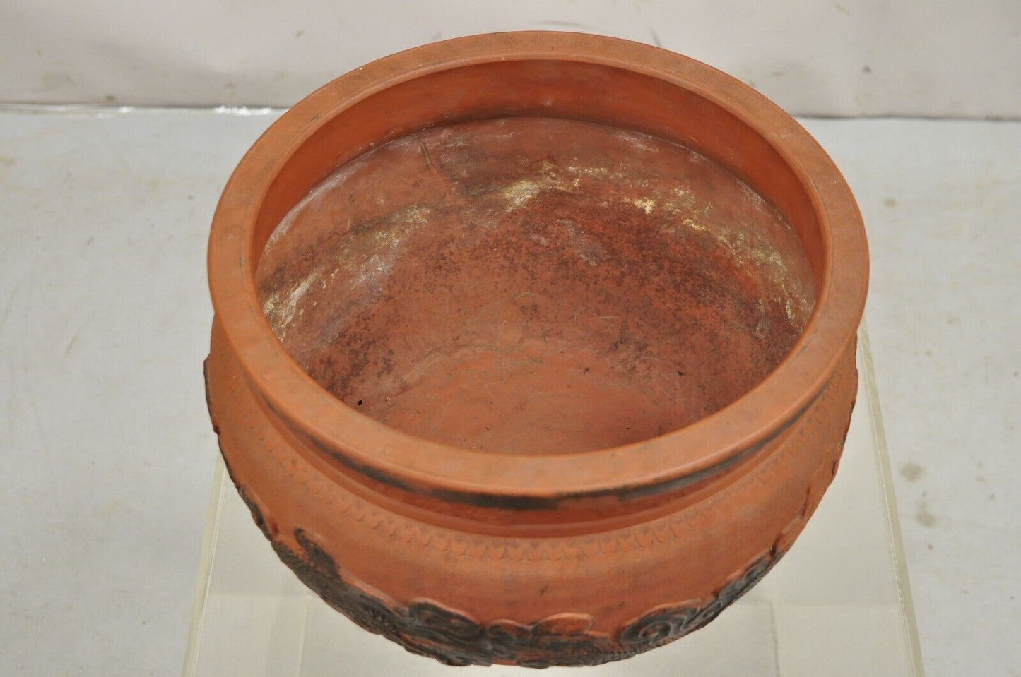 Vintage Japanese Tokoname Ware Dragon Jardiniere Terracotta Cachepot Vase