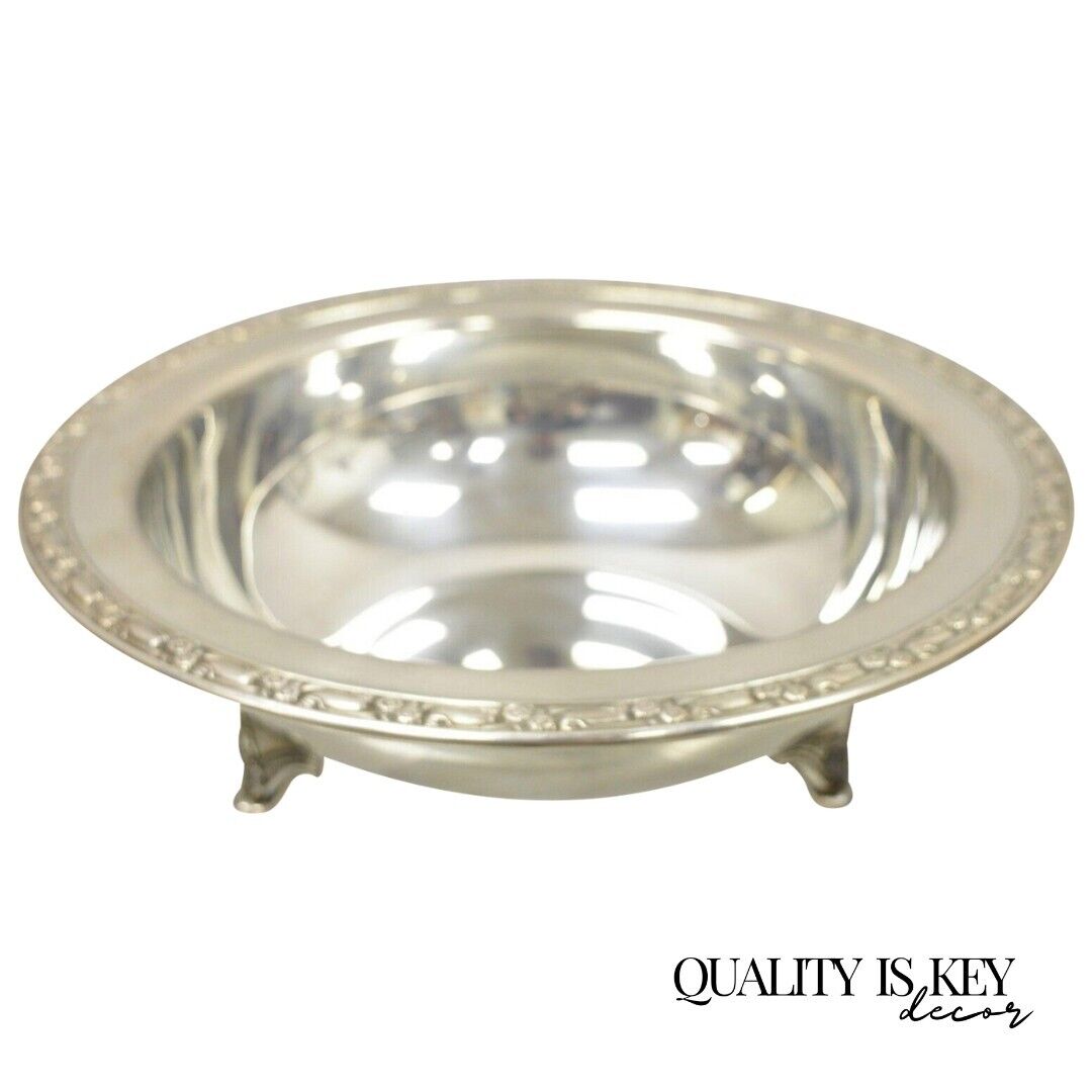 Vintage Oneida Ltd Rose Decorated Silver Plated 10.5" Round Serving Bowl Dish