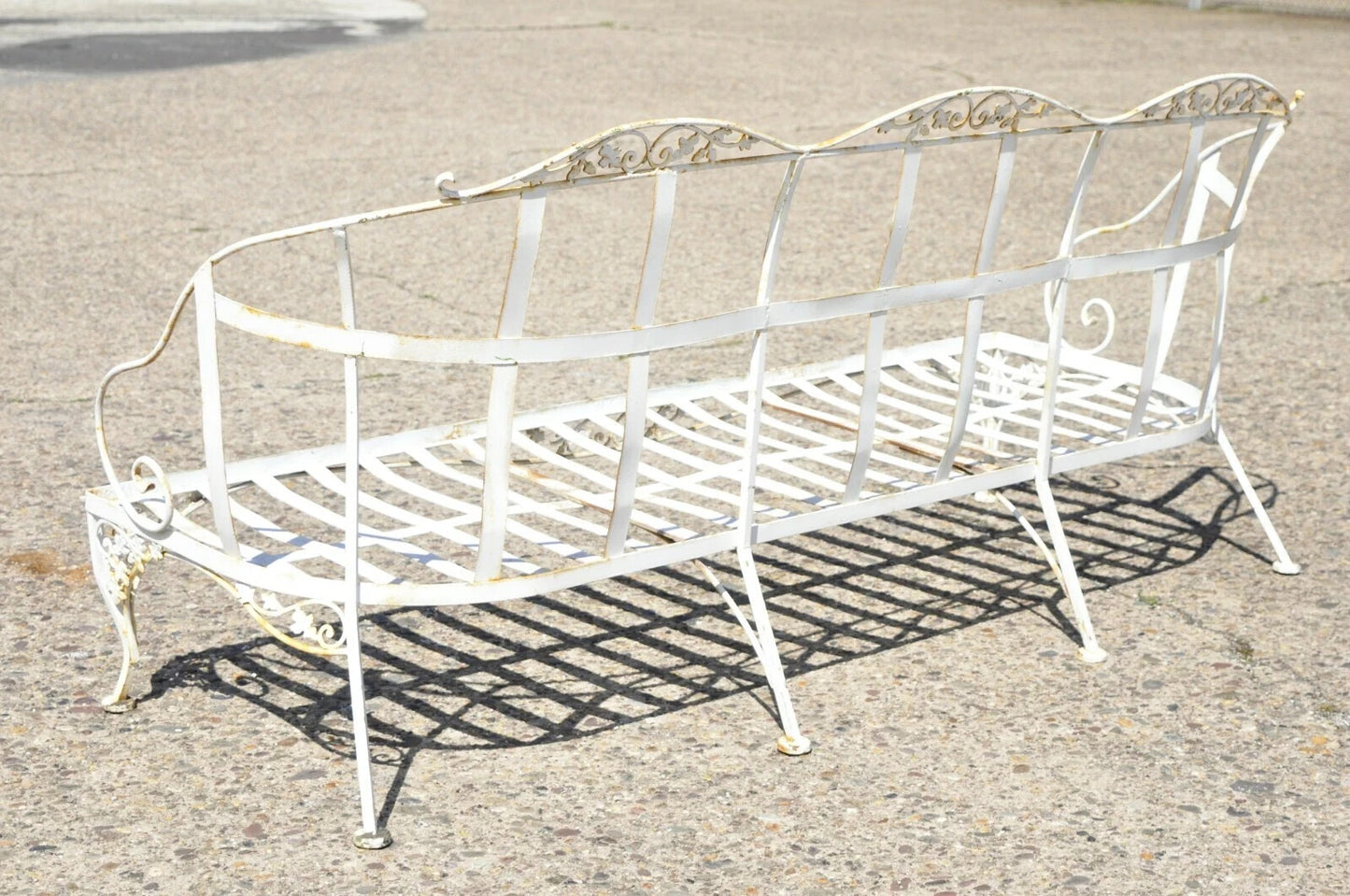 Vintage Woodard Chantilly Rose Wrought Iron 3 Seat Garden Patio Sunroom Sofa