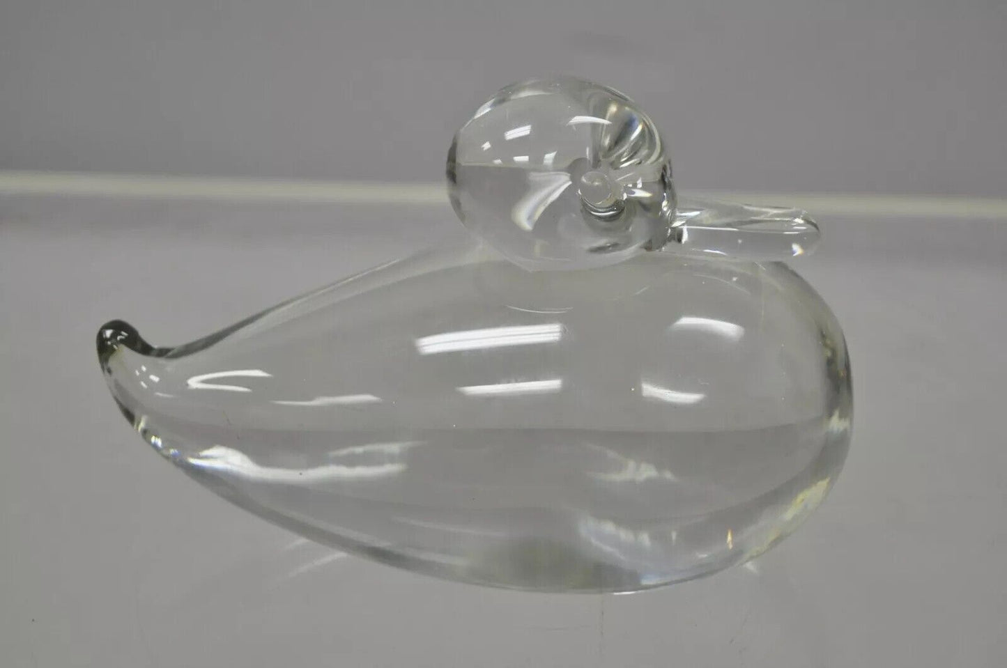 Vintage Crystal Leaded Glass 7" Modern Mallard Duck Figurine Sculpture