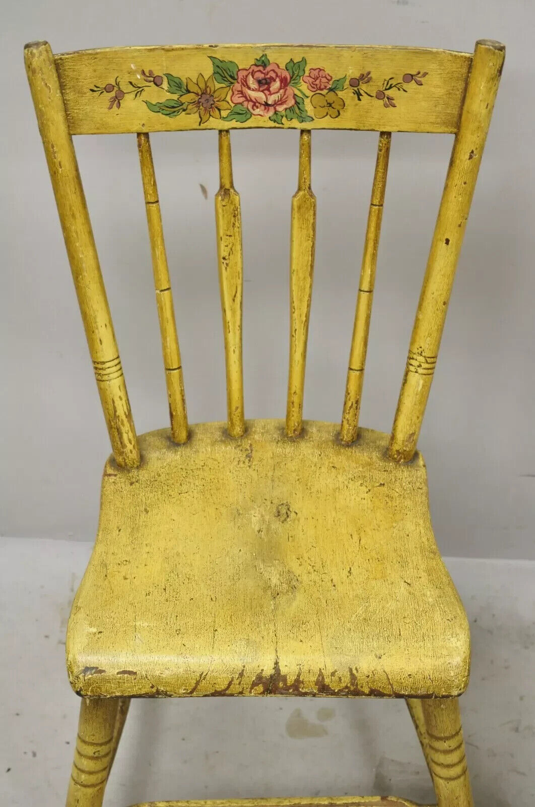 Frederick Loeser & Co Yellow Primitive Hitchcock Style Side Chairs - Pair (B)