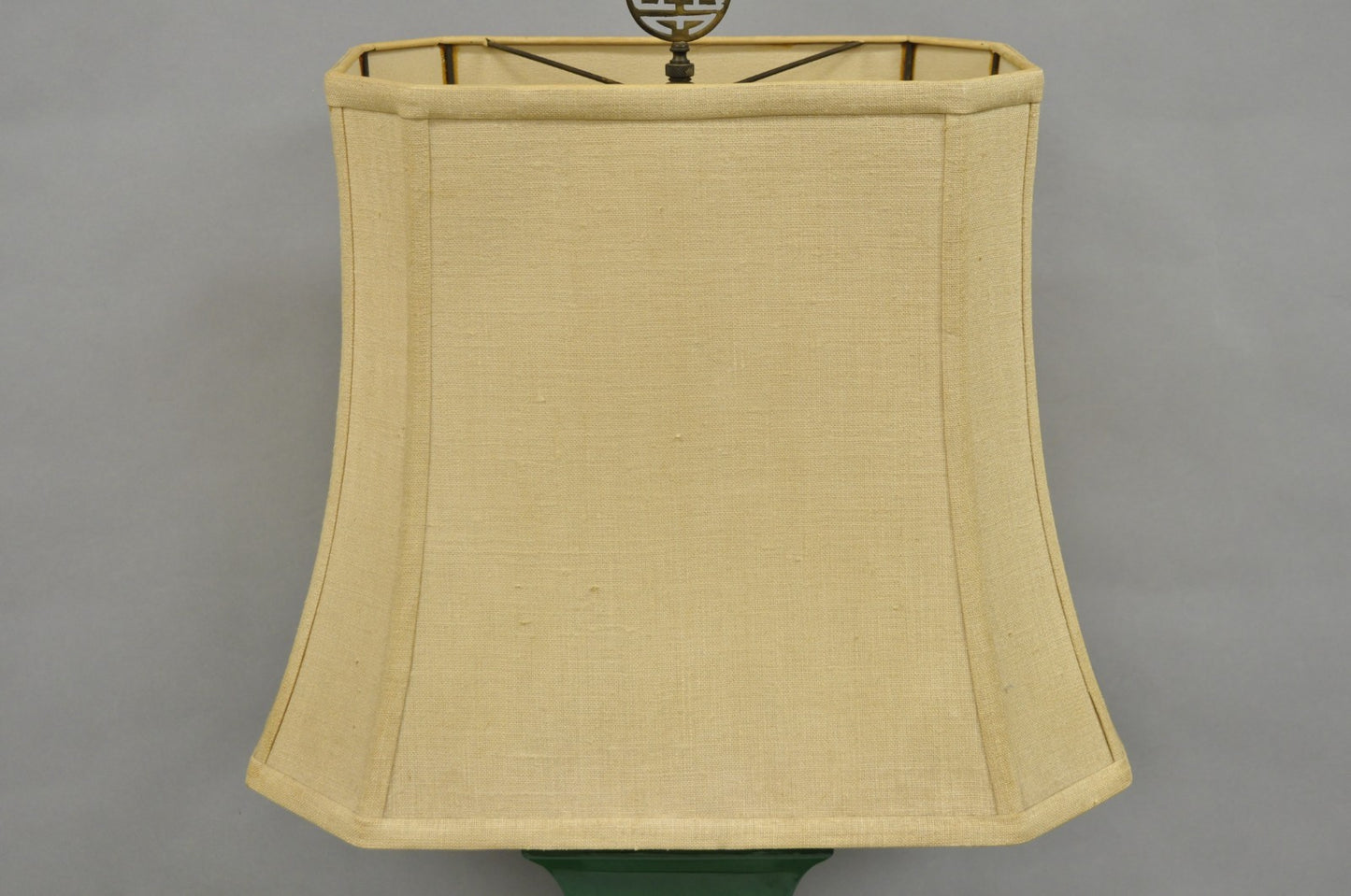 Vintage Paul Hanson Chinoiserie Green Porcelain Jardiniere Oriental Table Lamp