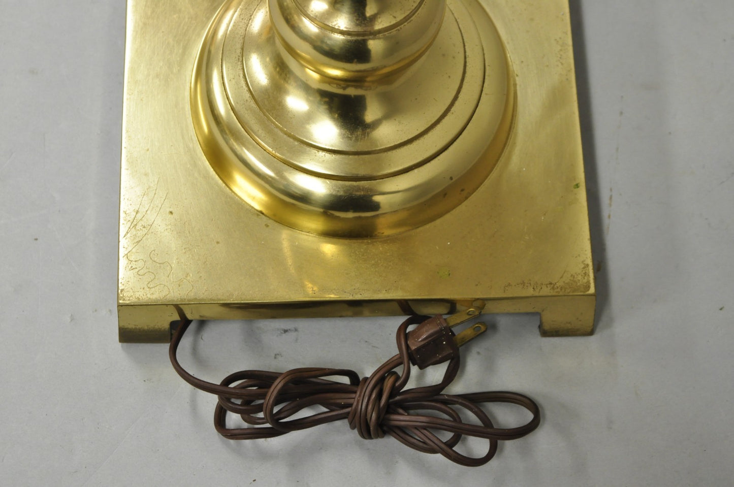 Vintage Hollywood Regency Gold Brass Tall Candlestick Table Lamp Made In Japan