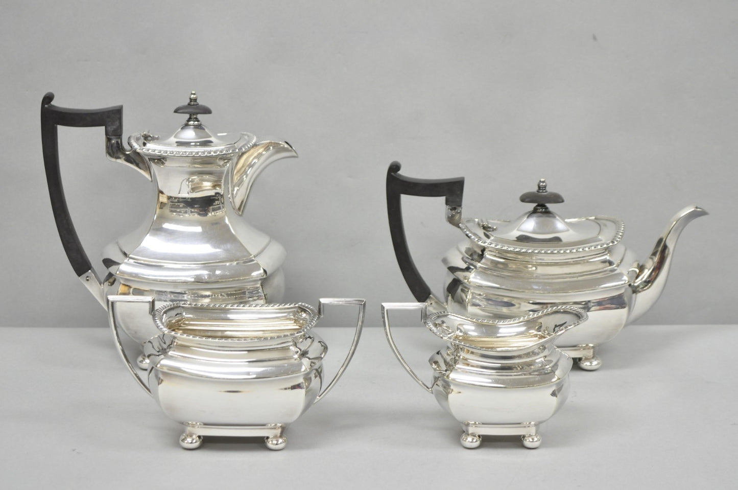 Antique Walker & Hall 53499 Art Deco Silver Plated Tea Service Set - 4 Pcs