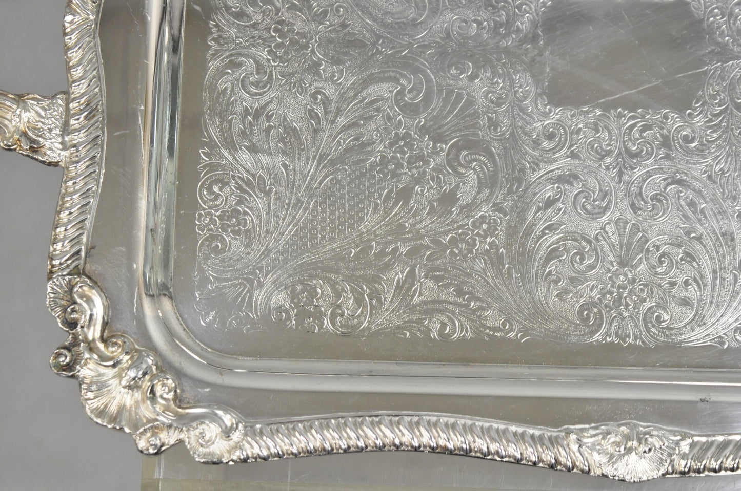 Vintage Sheridan Victorian Silver Plated Ornate Bar Serving Platter Tray