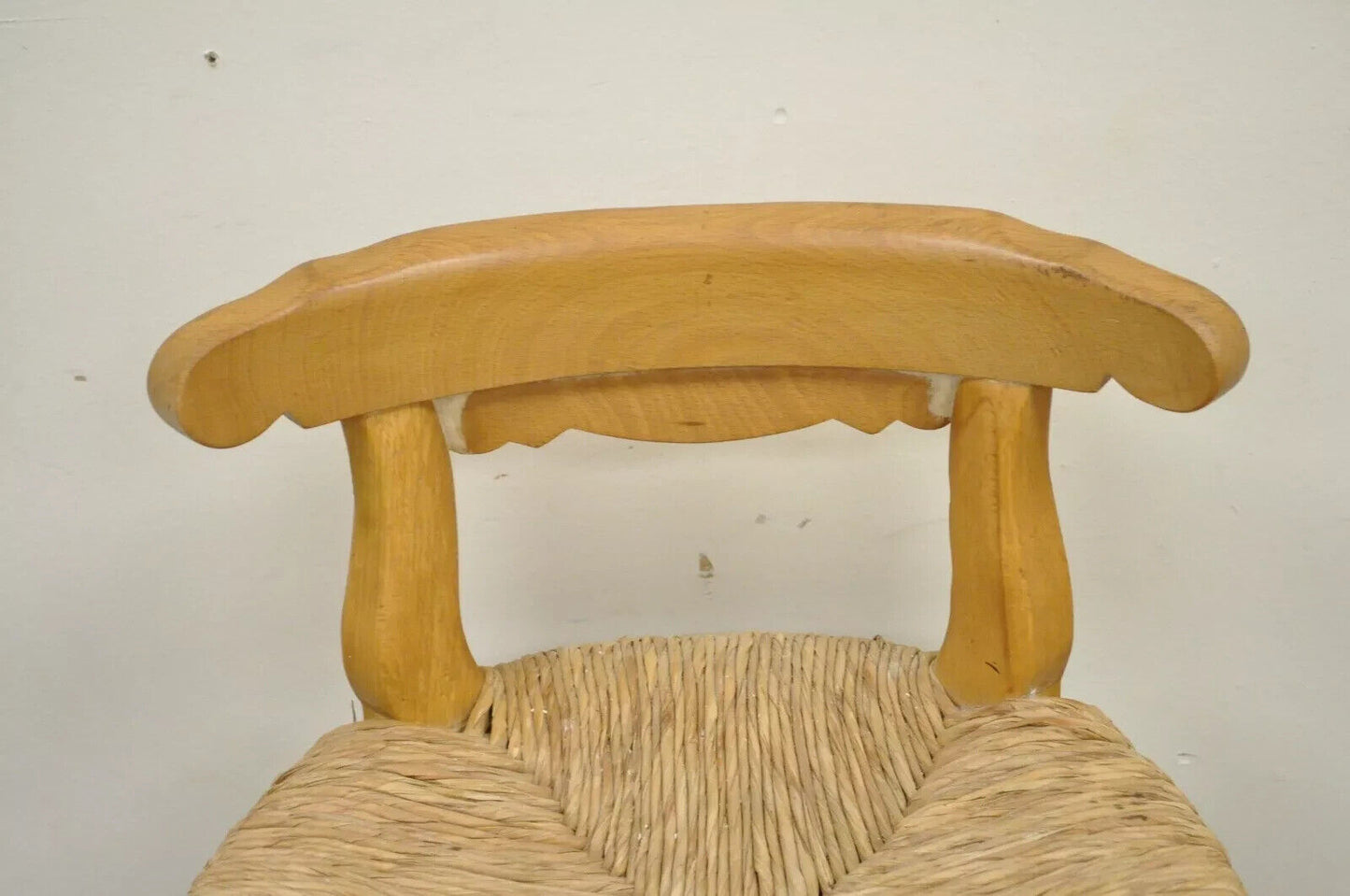 Garcia Imports Spain French Country Primitive Wooden Rush Seat Bar Stool Chair