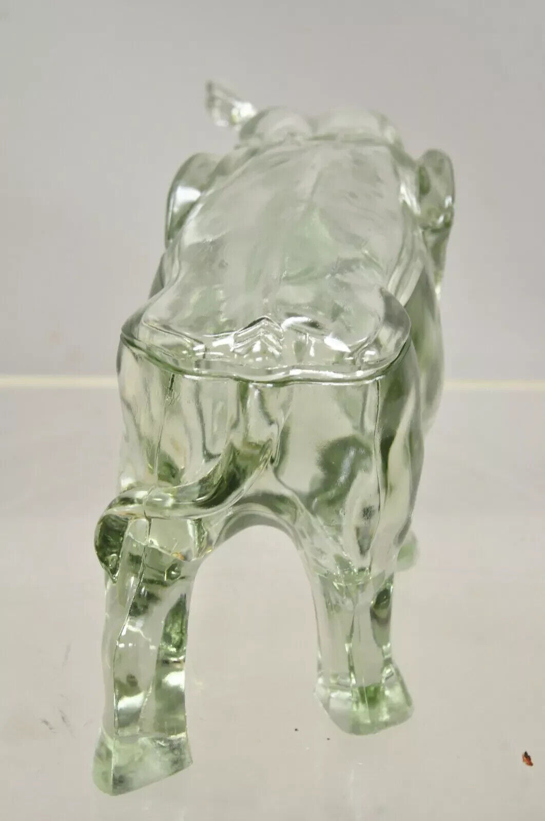 Vintage Tiara Indiana Glass 15" Elephant Lidded Candy Trinket Dish in Box
