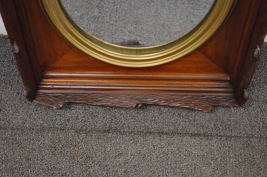 Antique Black Forest Victorian Faux Bois Carved Mahogany Gold Gilt Wall Mirror