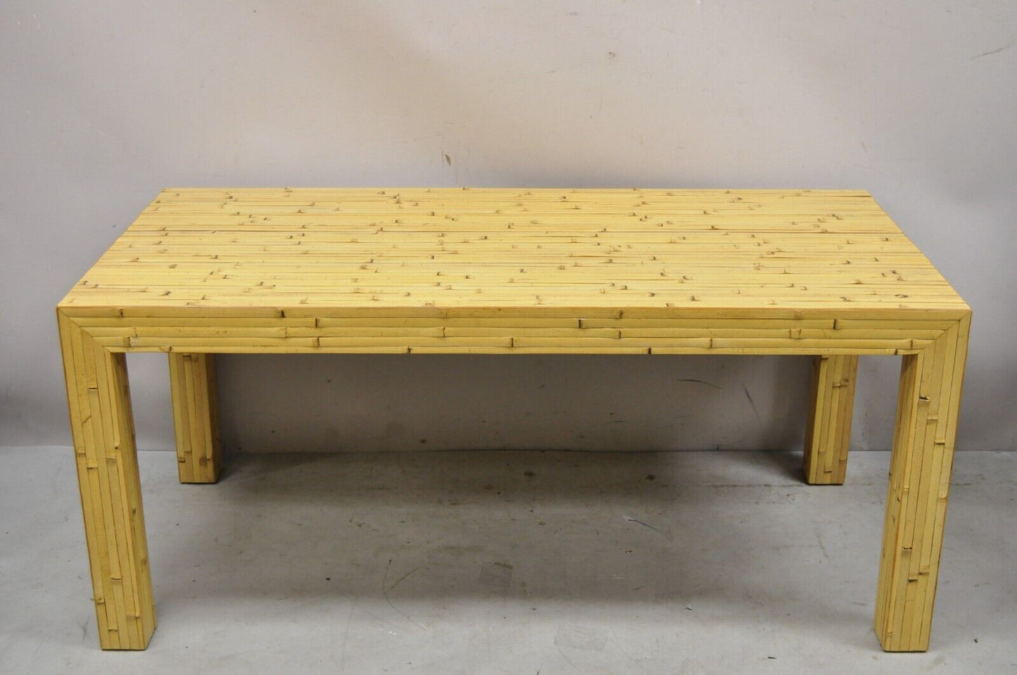 Vintage Hollywood Regency Split Reed Bamboo Rectangular Coffee Table