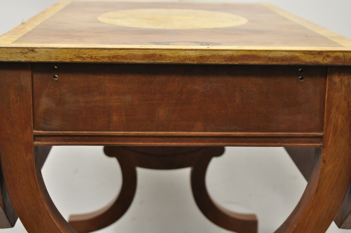 French Regency Italian Biedermeier Mahogany Inlay Serving Bar Cart Table