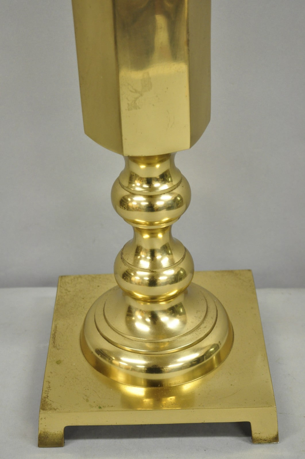 Vintage Hollywood Regency Gold Brass Tall Candlestick Table Lamp Made In Japan