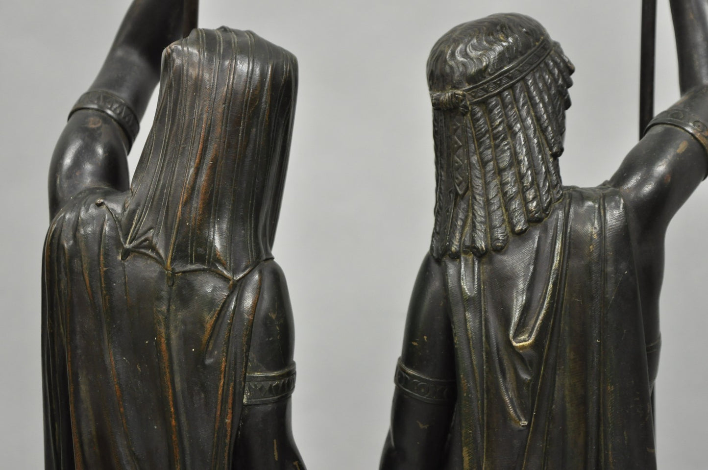 Egyptian Revival Bronze Priest & Priestess Figures after Émile Louis Picault