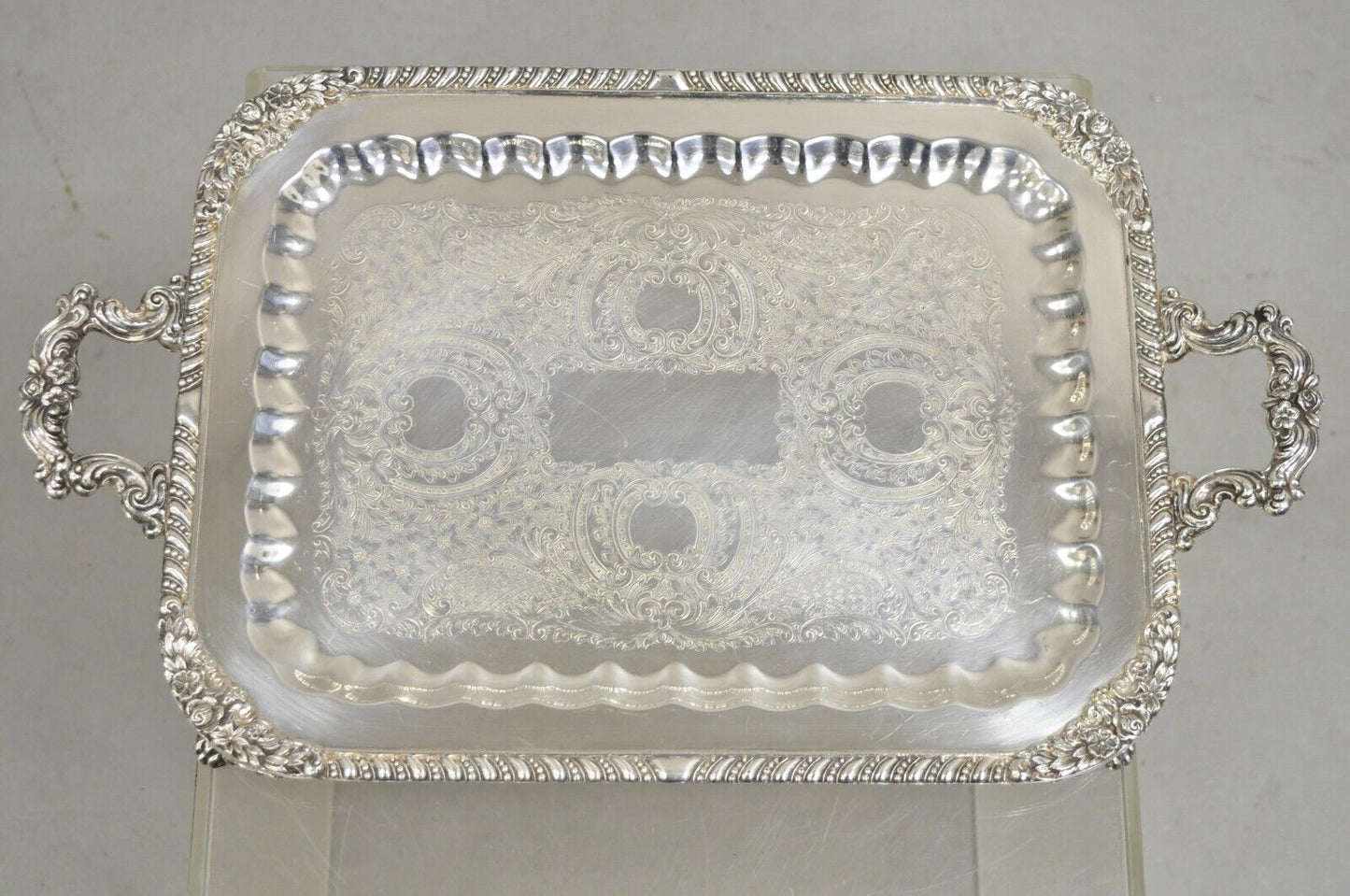 Vintage WM. Rogers Co. 8061 Victorian Silver Plated Serving Platter Tray